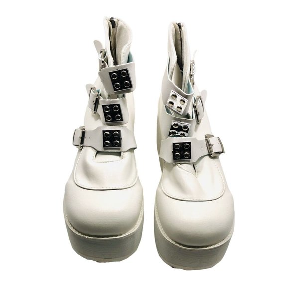 LUCKY STEP Women Platform Chunky Ankle Boots - Round Toe Zipper Wedges High - Picture 4 of 7